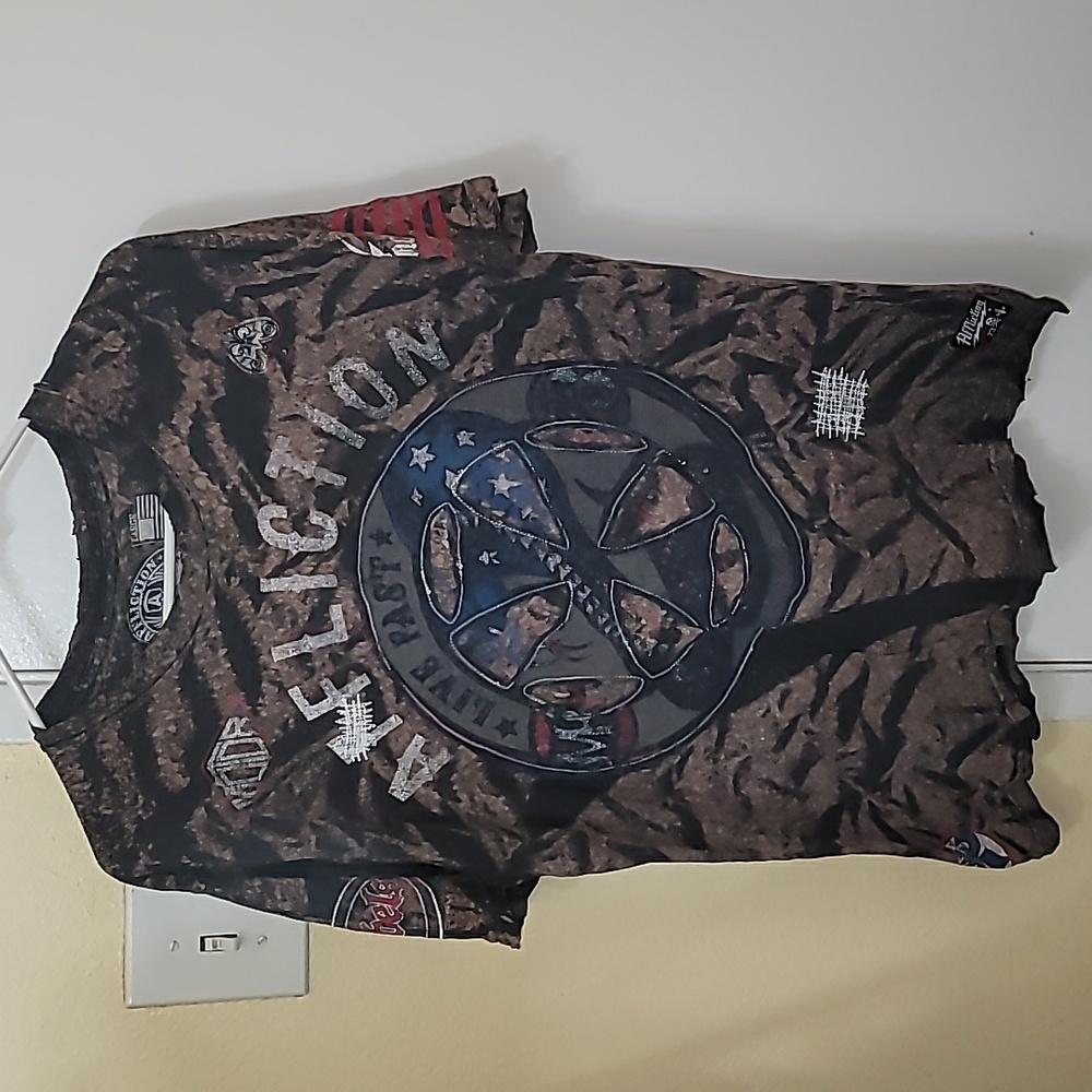 Affliction top king cobra print large snake distressed tie dyed Grunge Y2k